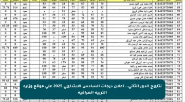 نتائج الدور الثاني.. إعلان درجات السادس الابتدائي 2025 على موقع وزارة التربية العراقية